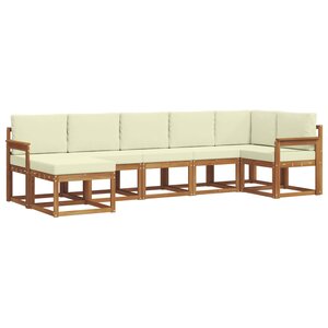 vidaXL Ensemble de canapés d'extérieur 7 pc Naturel et Crème