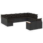 vidaXL Salon de jardin 12 Pièces avec coussins noir résine tressée