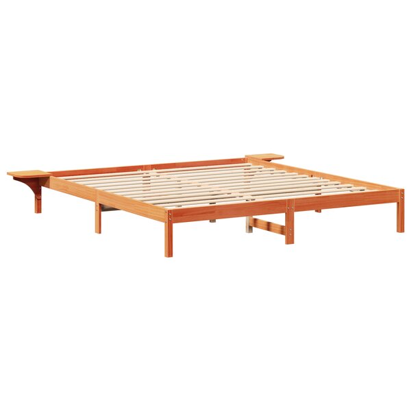 vidaXL Cadre de lit avec tables de chevet Marron Marron cire