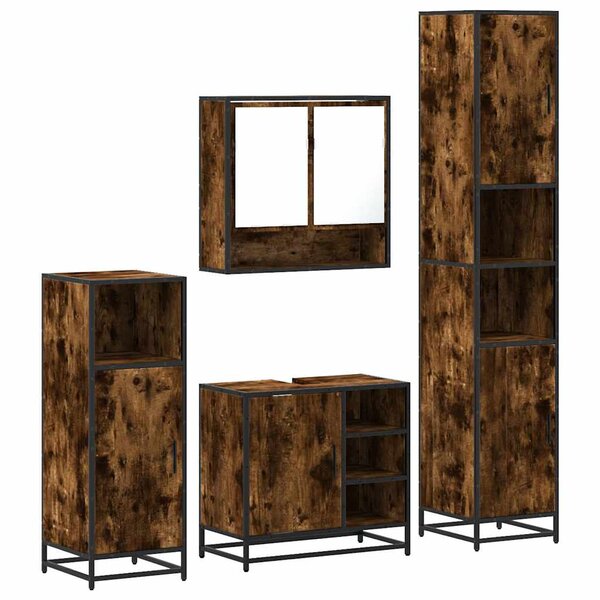 vidaXL Ensemble meubles salle de bain 4 Pièces chêne fumé bois ingénierie