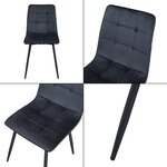 Lot de 2 chaises de salle à manger salon design moderne cuisine avec pieds arrondis 89 x 44 x 45 cm noir 03_0009631