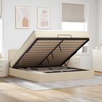 vidaXL Lit ottoman avec matelas et LED crème 180x200cm tissu