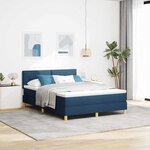 vidaXL Lit à ressorts avec coussin Bleu 140 x 190 cm tissu