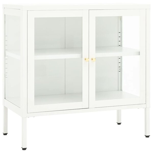 vidaXL Buffet Blanc 70x35x70 cm Acier et verre