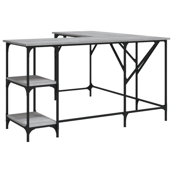 Bureau table poste de travail meuble d'ordinateur informatique étude sonoma 139 x 139 x 75 cm bois d'ingénierie gris 02_0023949