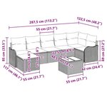 Ensemble de canapé de jardin 7 pièces avec coussins en rattan synthétique marron