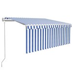 vidaXL Auvent rétractable automatique avec store 3 5x2 5 m Bleu blanc