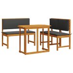 Ensemble de salle à manger de jardin 4 pièces avec coussins en bois d'acacia