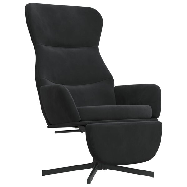 vidaXL Chaise de relaxation avec repose-pied Noir Velours