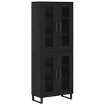 vidaXL Haut Armoire 2 Pièces Chêne noir Bois Aggloméré et Verre