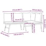 vidaXL Bancs de jardin avec coussins lot de 2 acier enduit de poudre