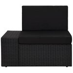 vidaXL Salon de jardin 7 Pièces avec coussins Noir Résine tressée