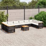 vidaXL Salon de jardin 11 Pièces avec coussins noir résine tressée
