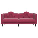 vidaXL Canapé avec coussins 3 places rouge bordeaux velours