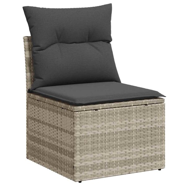 vidaXL Ensemble de canapé de jardin 9 Pièces Gris clair Poly rotin