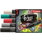 Etui carton 5 marqueurs pointe large FREE acrylic T800C Set 2 'Bold' STABILO