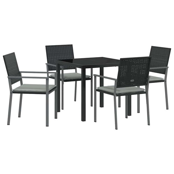 vidaXL Ensemble de salle à manger pour jardin 5 Pièces Noir et Gris Clair