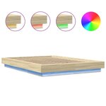 vidaXL Cadre de lit avec lumières LED chêne sonoma 140x190 cm