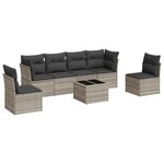 vidaXL Salon de jardin avec coussins 7 Pièces gris clair résine tressée