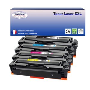 T3AZUR - Lot de 4 Toners compatibles avec Canon 046H pour Canon LBP-653Cdw  LBP-654Cx (Noir+Couleur)