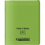 Cahier 96 pages seyès 90 g avec couverture polypropylène vert 3 rabats  format 17 x 22 cm CONQUERANT