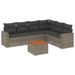 vidaXL Salon de jardin avec coussins 7 Pièces gris résine tressée