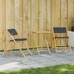 vidaXL Ensemble de bistro pliante 3 Pièces et coussins gris foncé bambou