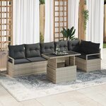 vidaXL Ensemble de canapé de jardin 7 Pièces Gris clair Poly rotin
