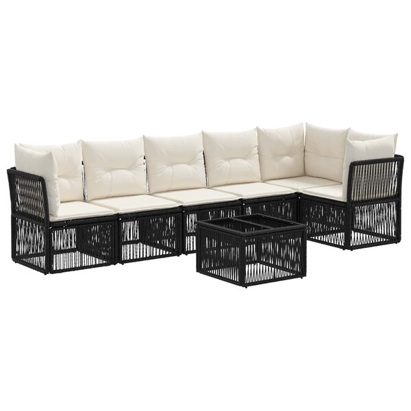 vidaXL Ensemble de canapé de jardin 7 Pièces Noir polyrotin