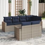 vidaXL Salon de jardin 7 Pièces avec coussins gris résine tressée