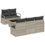 vidaXL Ensemble de Canapés avec coussin 6 Pièces Gris clair polyrotin