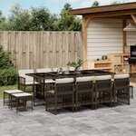 vidaXL Ensemble à manger de jardin avec coussins 13 Pièces marron rotin