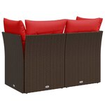 vidaXL Canapé de jardin avec coussins 2 places en résine tressée marron
