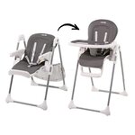 Chaise haute NANIA BIANCA - 6 mois à 36 mois - Dossier inclinable - Hauteur réglable - Pliage compacte - Gris