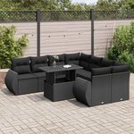 vidaXL Salon de jardin 9 Pièces avec coussins noir résine tressée