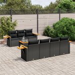 vidaXL Salon de jardin 8 Pièces avec coussins noir résine tressée
