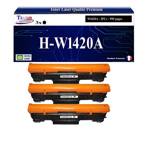 T3AZUR -3x Toners compatibles avec HP W1420A (142A) pour HP LaserJet MFP M139  M139w M140 M140w M141 M141w M142 M142w