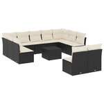 vidaXL Salon de jardin 12 Pièces avec coussins noir résine tressée