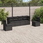 vidaXL Salon de jardin 6 Pièces avec coussins noir résine tressée