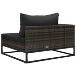 vidaXL Salon de jardin 5 Pièces avec coussins Résine tressée Gris