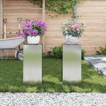 vidaXL Support de Plante 2 Pièces Argent 24 x 24 x 55 cm Acier galvanisé