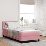 Lit tapissier vidaXL avec matelas et LED Rose 90x200 cm Velours