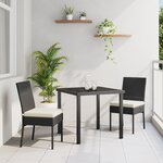 vidaXL Ensemble de salle à manger de jardin 3 pièces Noir Poly Rattan