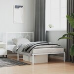 vidaXL Cadre de lit métal sans matelas et tête de lit blanc 107x203 cm