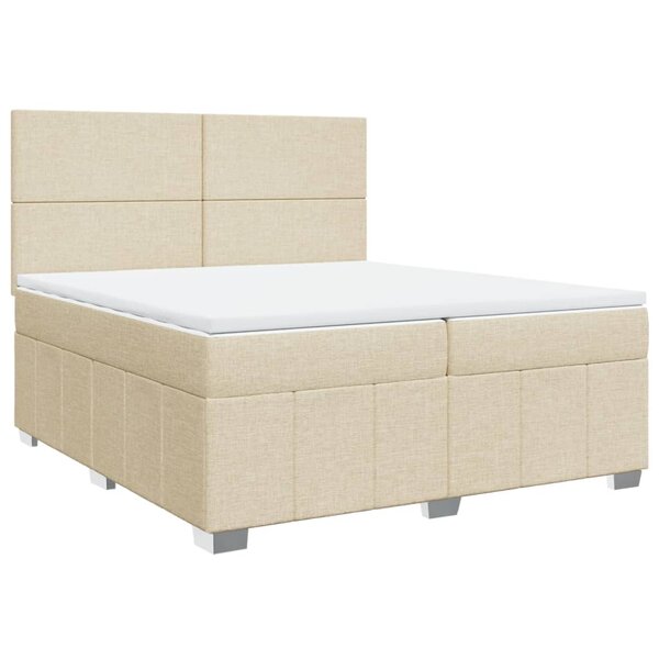 vidaXL Sommier à lattes de lit avec matelas Crème 200x200 cm Tissu