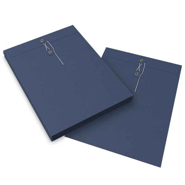 Lot de 10 enveloppes bleue marine à rondelle et ficelle 324x229