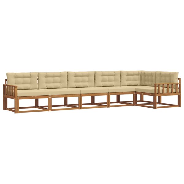vidaXL Ensemble de canapés d'extérieur 6 pc Naturel et Beige