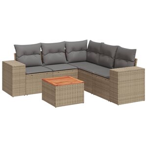 vidaXL Salon de jardin avec coussins 6 Pièces beige résine tressée