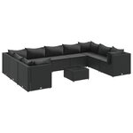 vidaXL Salon de jardin 10 Pièces avec coussins noir résine tressée