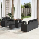 vidaXL Ensemble de canapé de jardin Manuel 8 Pièces Noir 90 x 55 x 71 cm